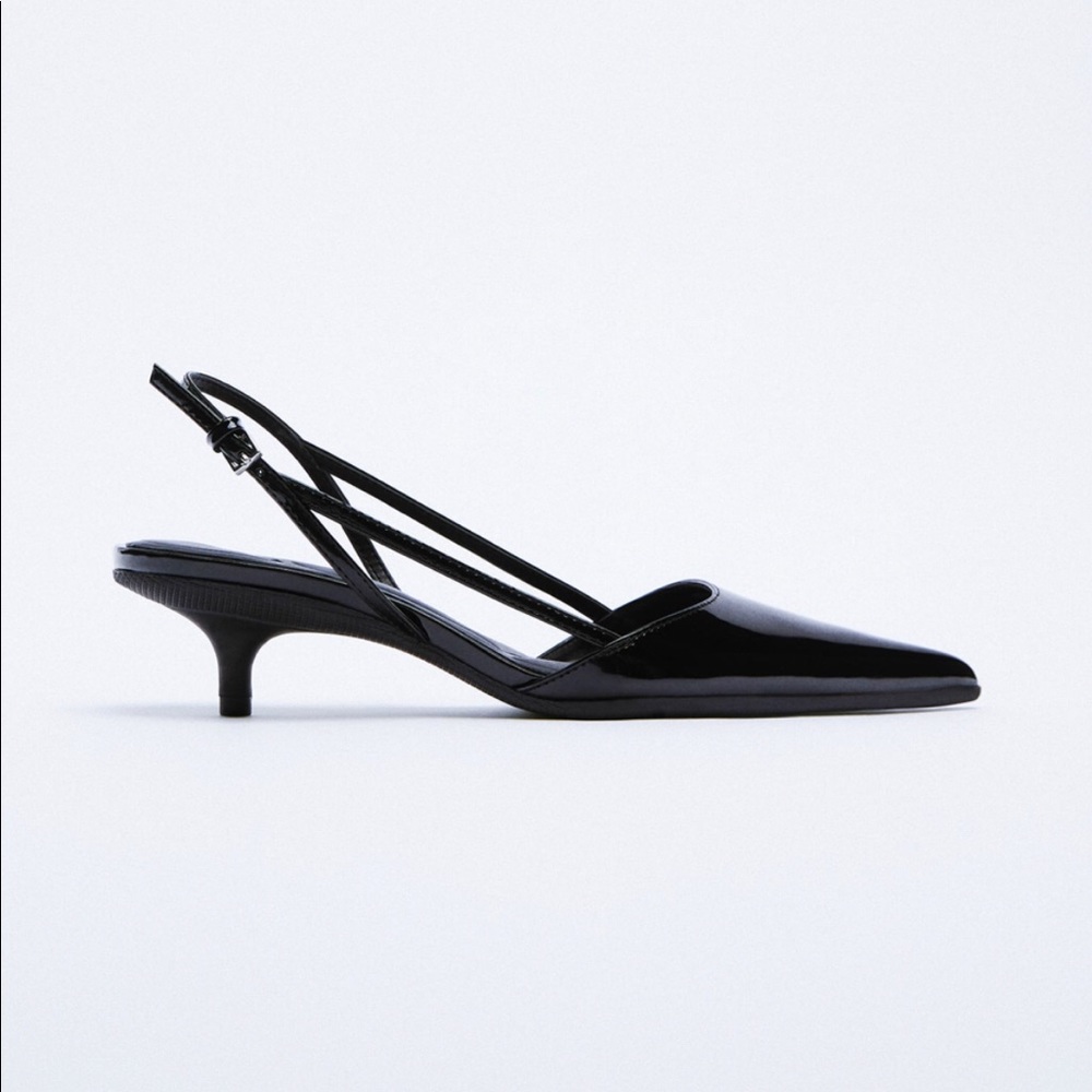 Zara Black Patent Leather Slingback Pump
